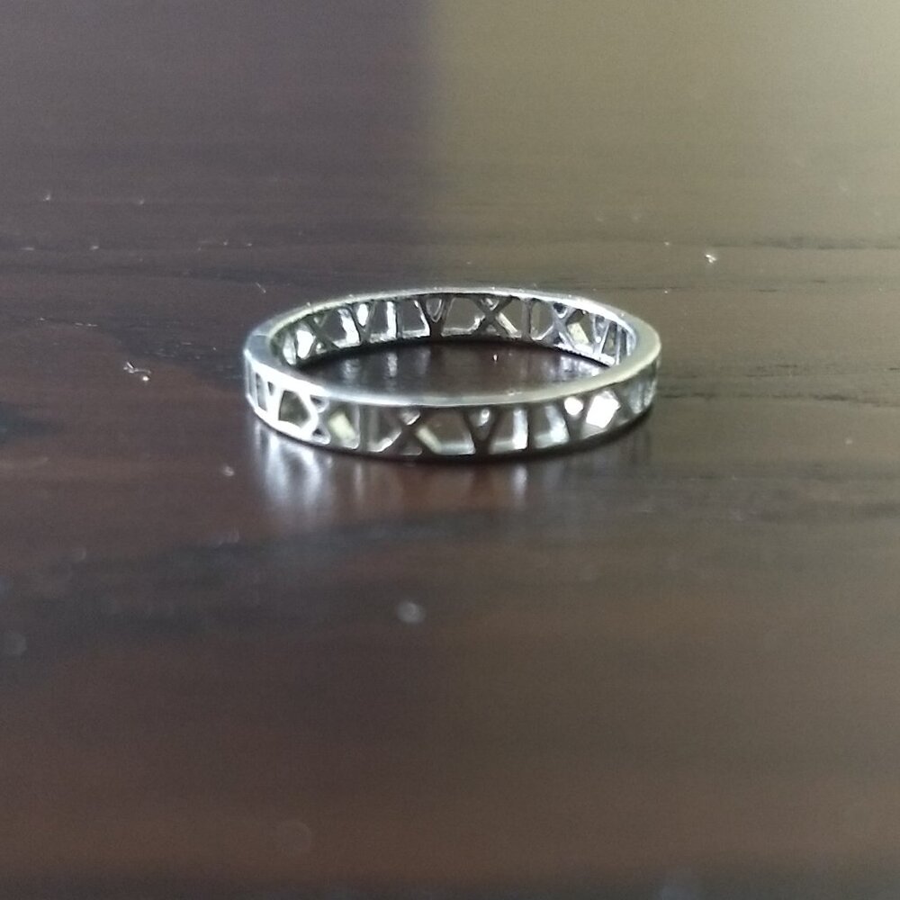 Hollow Roman Numeral Ring XIX VIV Ring Slim Band Minimalist Size 6.5 Modern